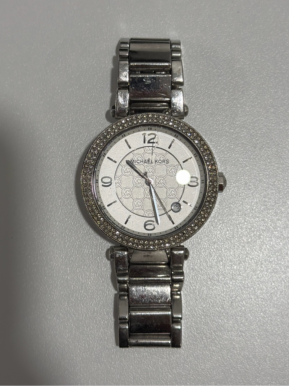 Michael Kors Silver-Tone Crystal Bezel Women's Watch